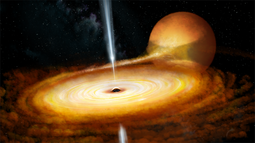 An artist's impression of the black hole system MAXI J1820+070