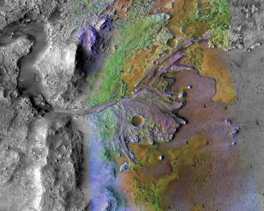 Delta like fan in Jezero crater, Perseverance Landing.