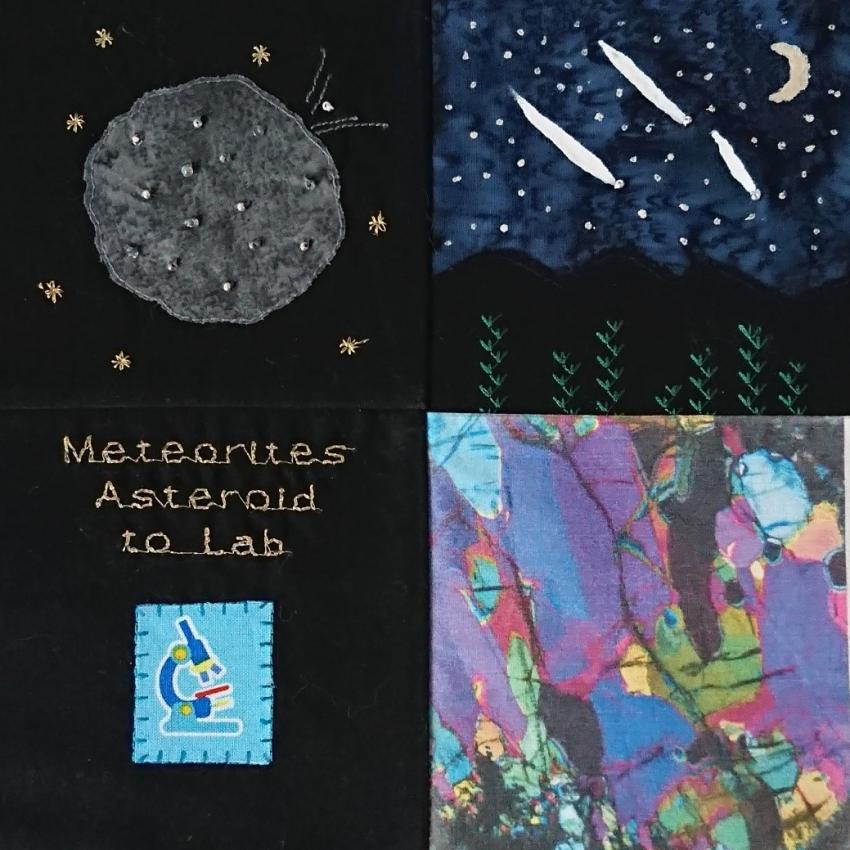 The journey of a meteorite from it's originating asteroid, where it is ejected by an impact, falling to the Earth and finally a microscope image of a meteorite.