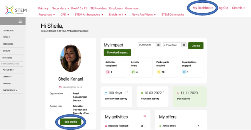 How to edit your STEM profile