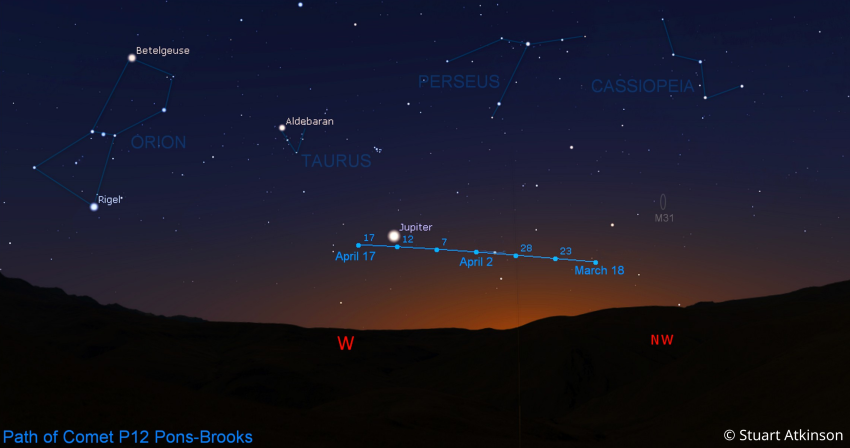 Finder chart for the Pons-Brooks comet