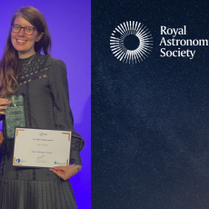 The RAS logo next to an image of Dr Sheila Kanani and Aine O'Brien with their awards