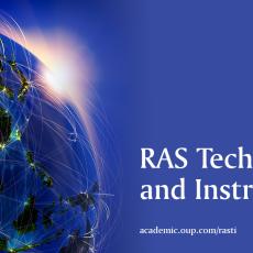 An image of the Earth on the left hand side, accompanied by the RAS logo and text on the right hand side that reads "RAS Techniques and Instruments."