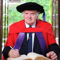 Professor Brian Warner in ceremonial robes after receiving the award of DSc (honoris causa) from the University of Cape Town in 2009