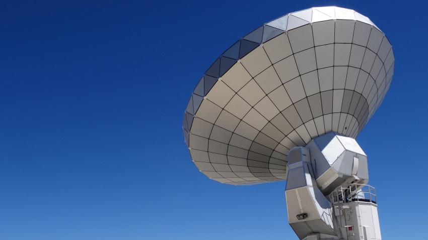 Photograph of an antenna on the Pic de Bure in the French Alps.